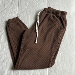 Brown Aerie Waffle Joggers XS Regular